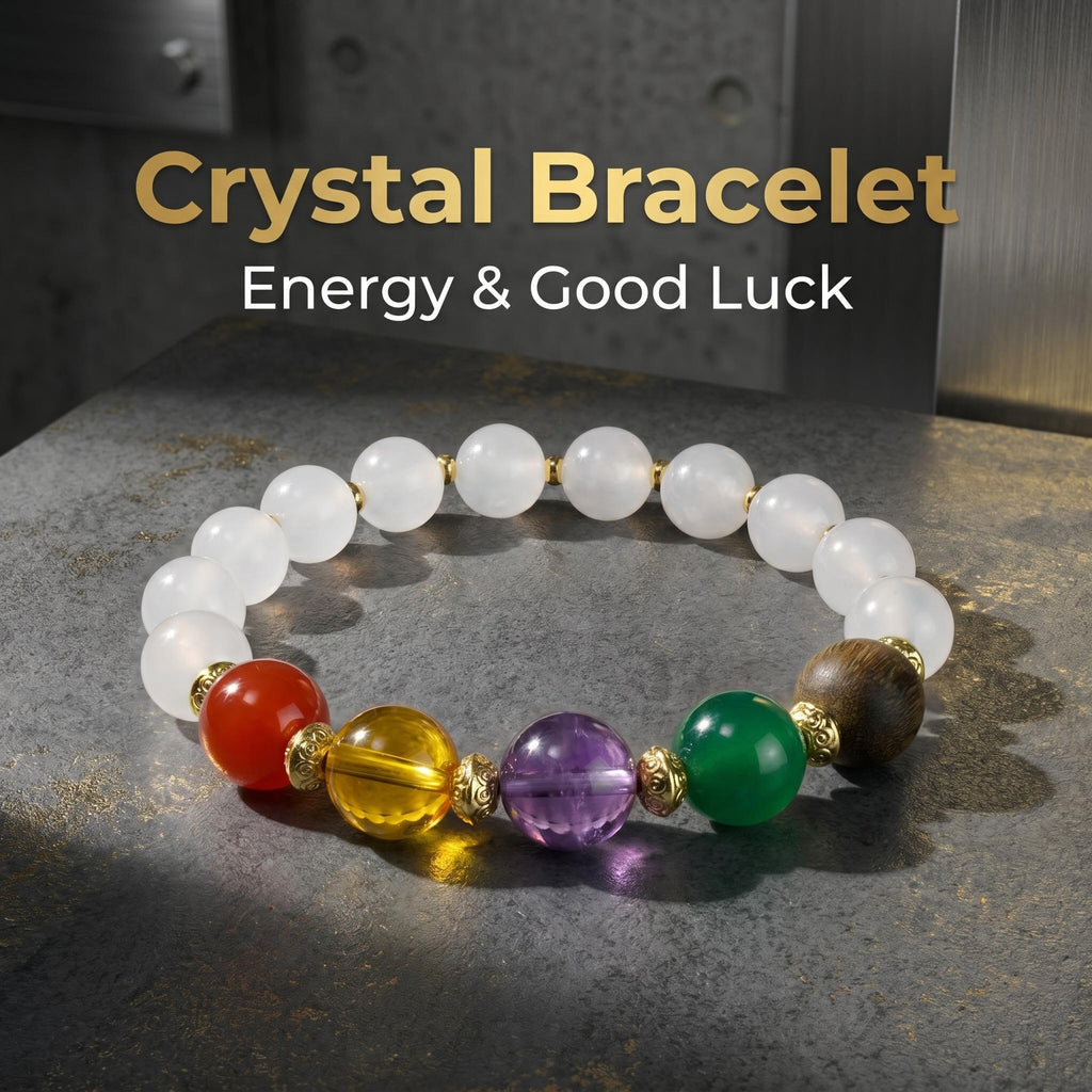 🍀 Crystal Beaded Bracelet Handmade For Daily Work Date Yoga Energy Good Luck