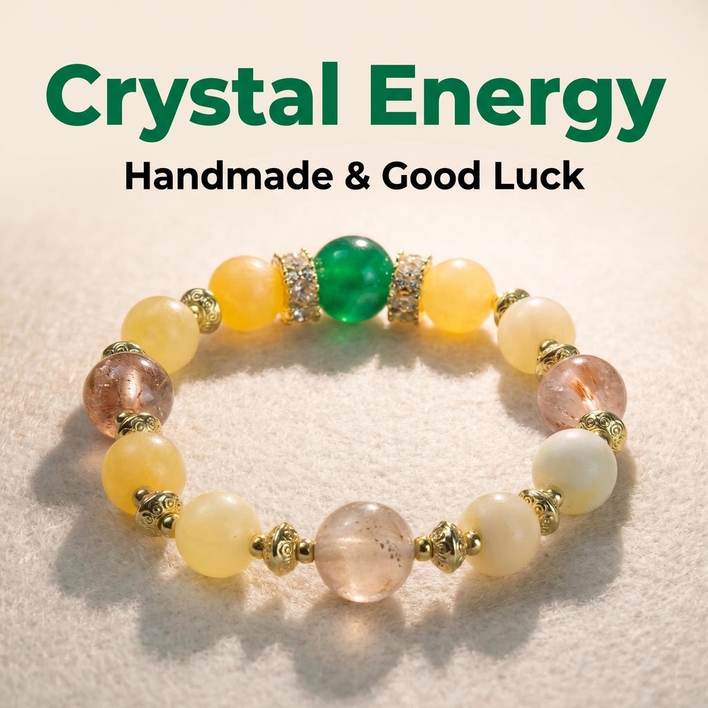 🌸 Handmade Pink Amber Crystal Bracelet | Daily Wear Lucky Energy Wrist Jewelry 🌸