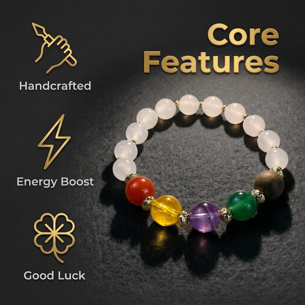 🍀 Crystal Beaded Bracelet Handmade For Daily Work Date Yoga Energy Good Luck