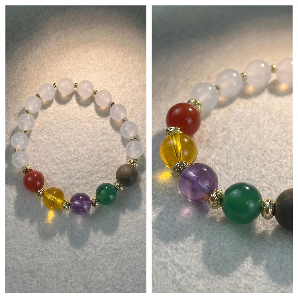 🍀 Crystal Beaded Bracelet Handmade For Daily Work Date Yoga Energy Good Luck