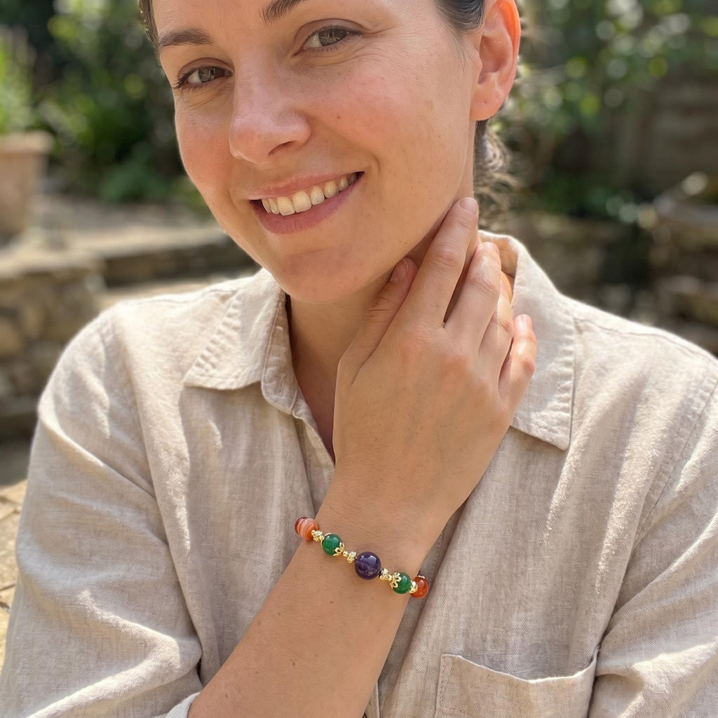 🌸 Dainty Multicolor Crystal Bracelet For Daily Wear Good Vibes All Day