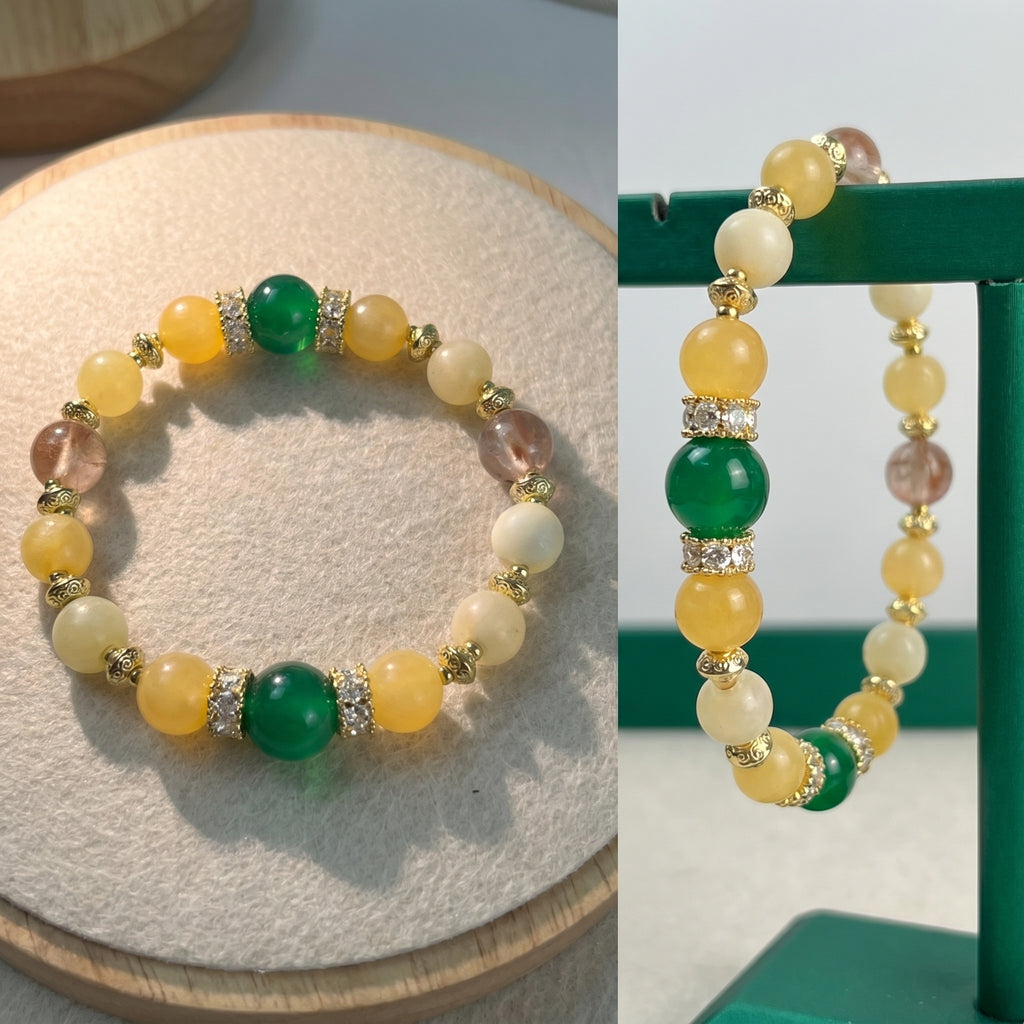 🌸 Handmade Pink Amber Crystal Bracelet | Daily Wear Lucky Energy Wrist Jewelry 🌸
