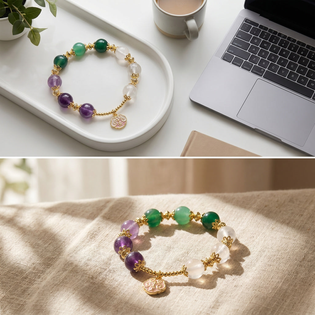🌸 Chinese Style Crystal Bracelet Daily Wear Bring Good Energy Good Luck 🌸