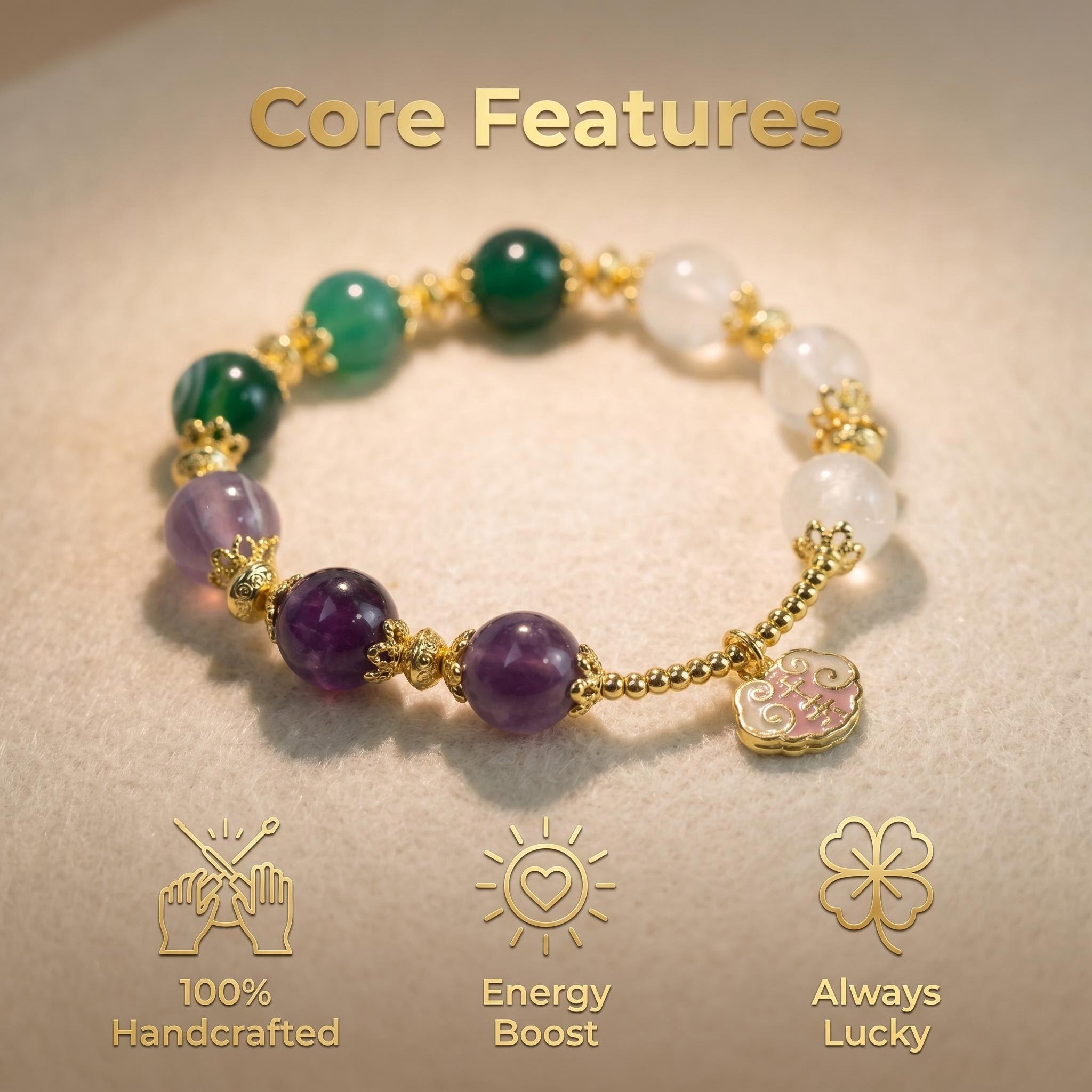 🌸 Chinese Style Crystal Bracelet Daily Wear Bring Good Energy Good Luck 🌸