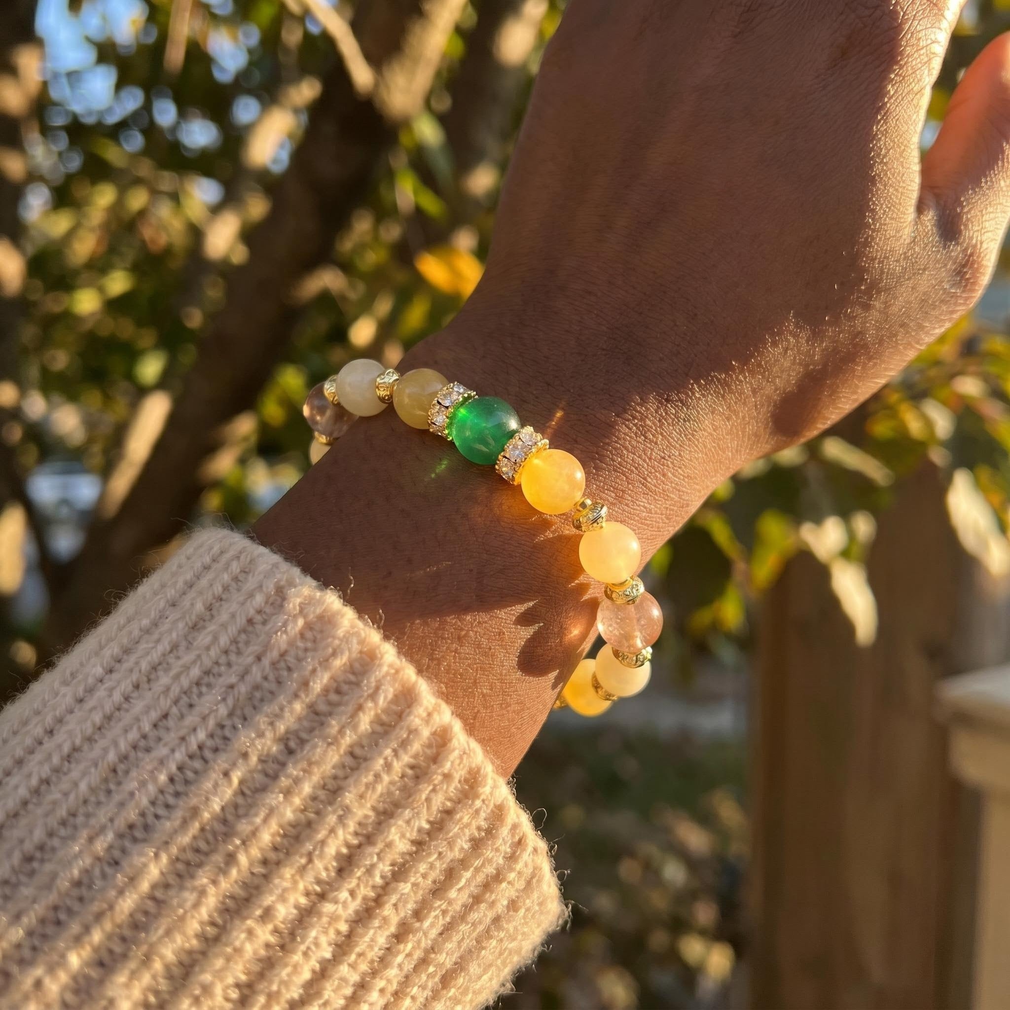 🌸 Handmade Pink Amber Crystal Bracelet | Daily Wear Lucky Energy Wrist Jewelry 🌸